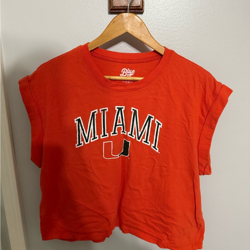 Blue 84 Orange Sleeveless Crop Muscle Tee